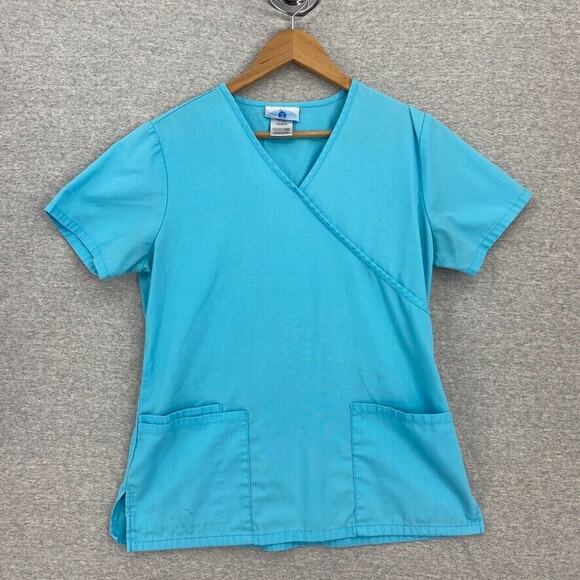SB Srubs Scrub Top Womens XS Blue Nursing Vet Medical Uniform Short Sleeve - Picture 1 of 13